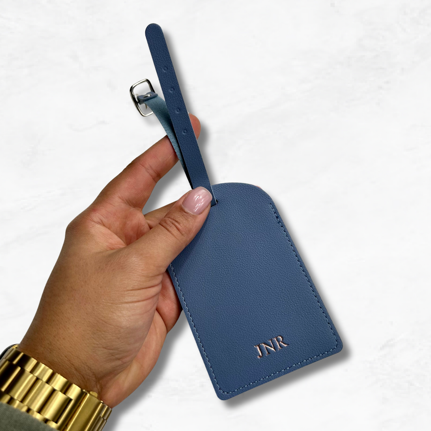Personalised Vegan Leather Rounded Luggage Tag