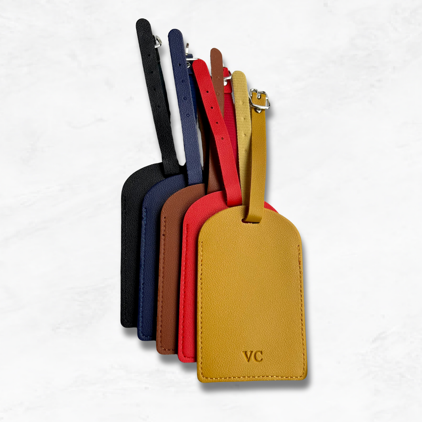 Personalised Vegan Leather Rounded Luggage Tag