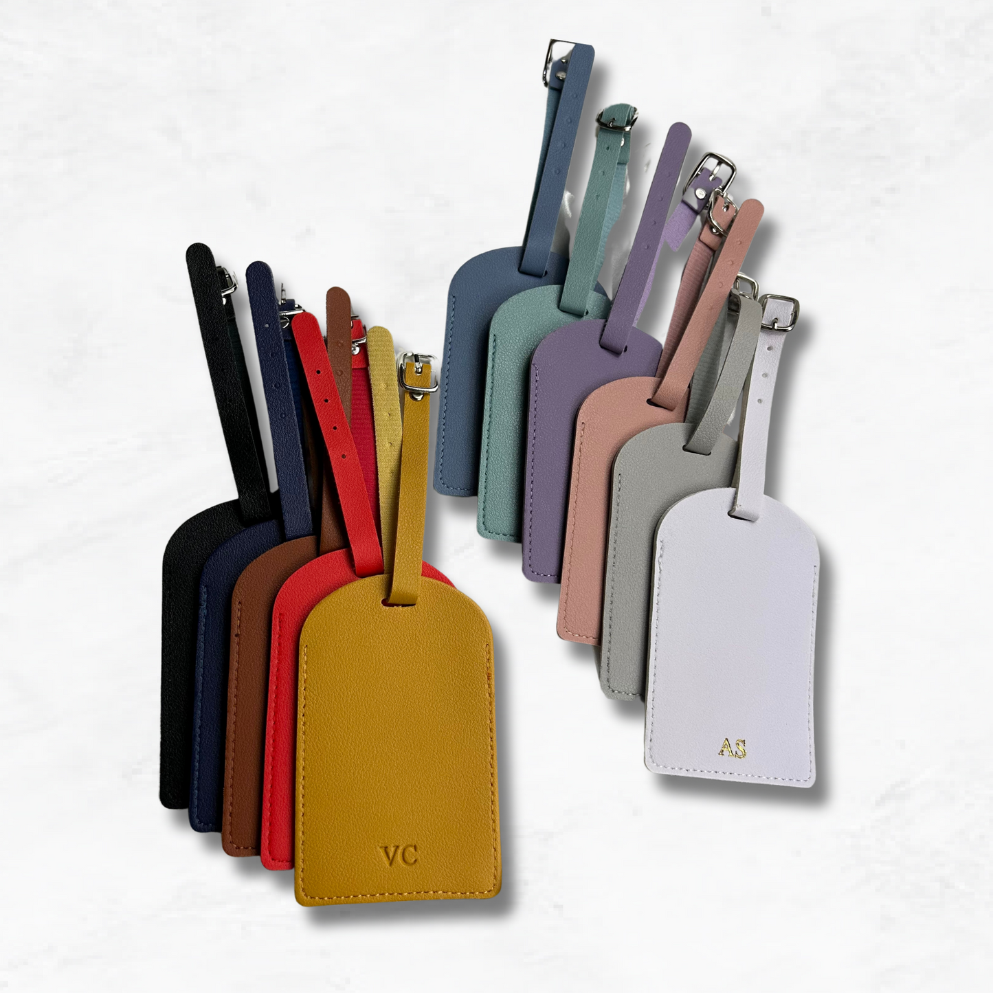 Personalised Vegan Leather Rounded Luggage Tag