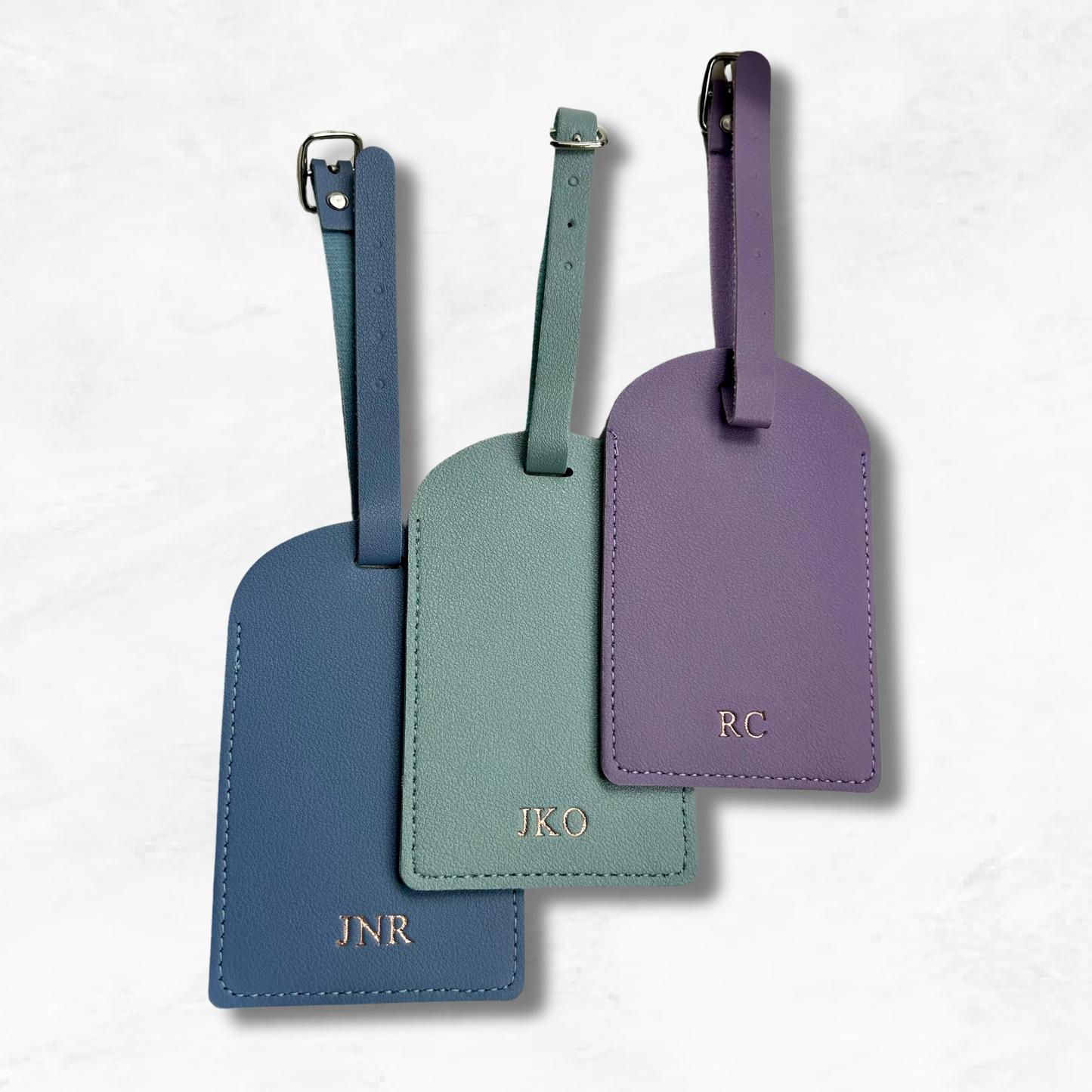 Personalised Vegan Leather Rounded Luggage Tag