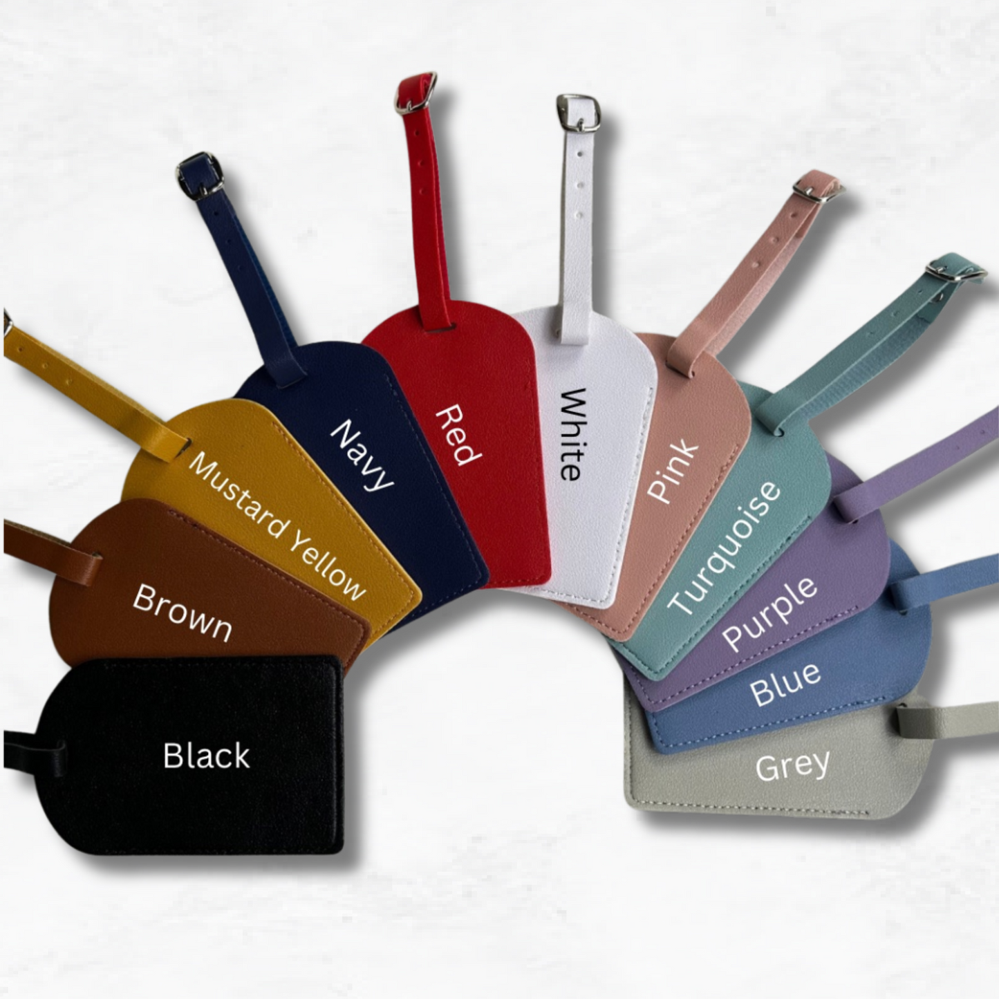 Personalised Vegan Leather Rounded Luggage Tag