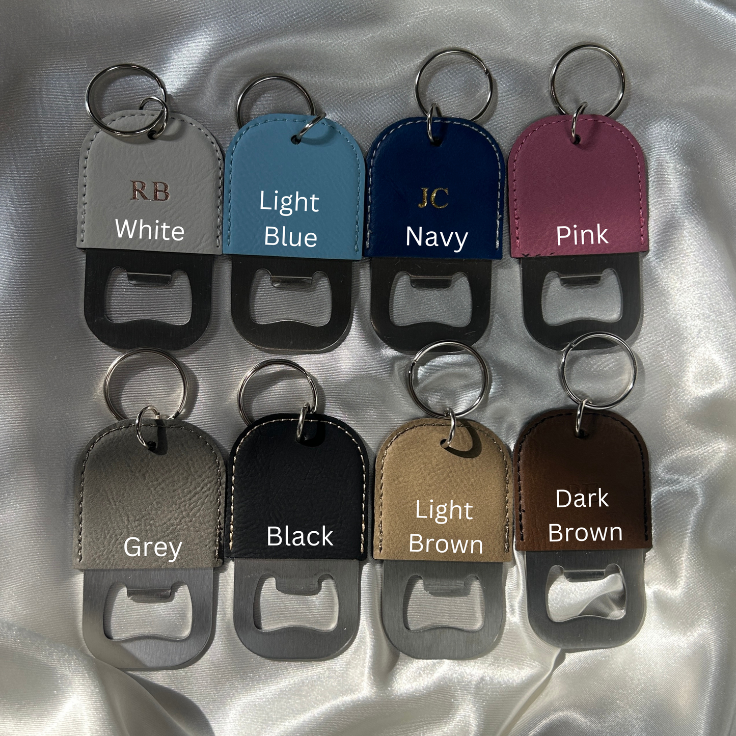 vegan leather bottle opener keychains