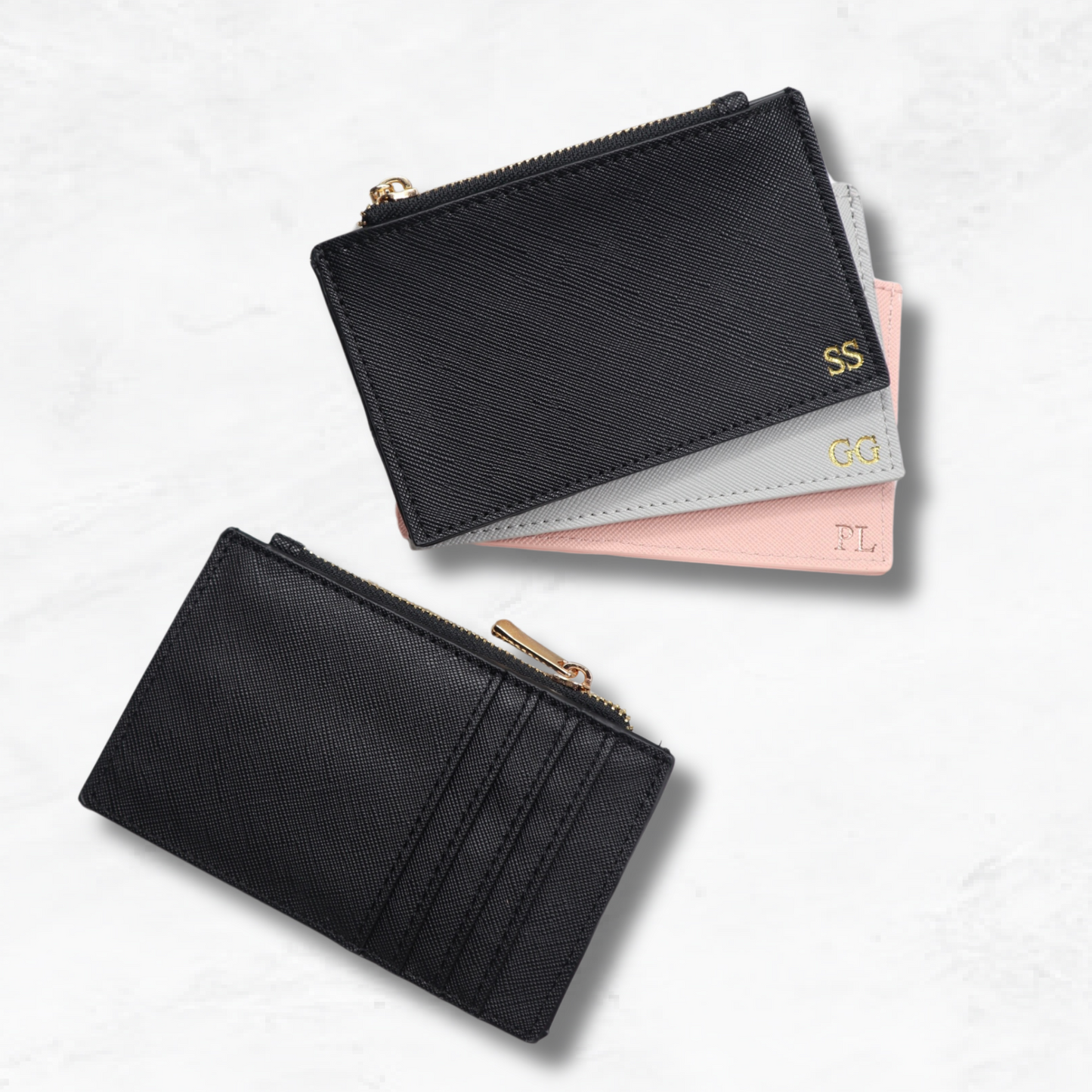 Personalised Vegan Leather Zip Cardholder