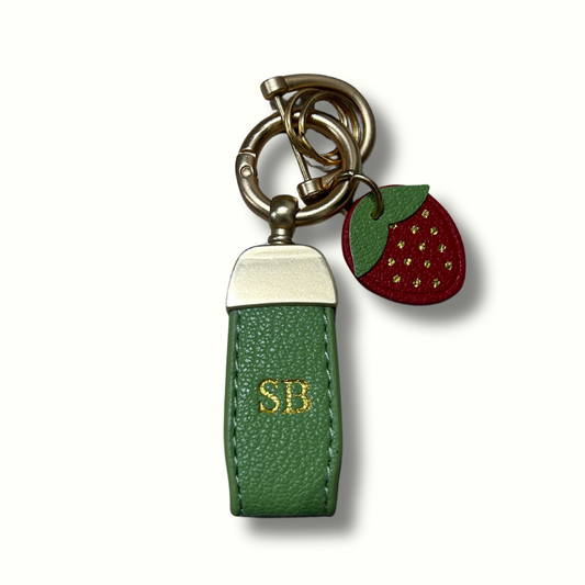 Personalised Strawberry Charm Keyring