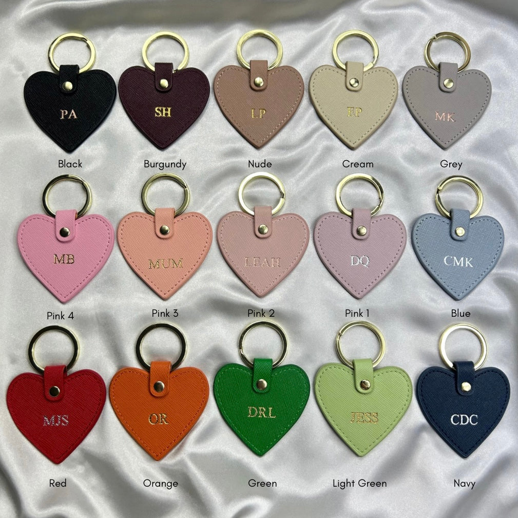 Personalised Leather Heart Keychain