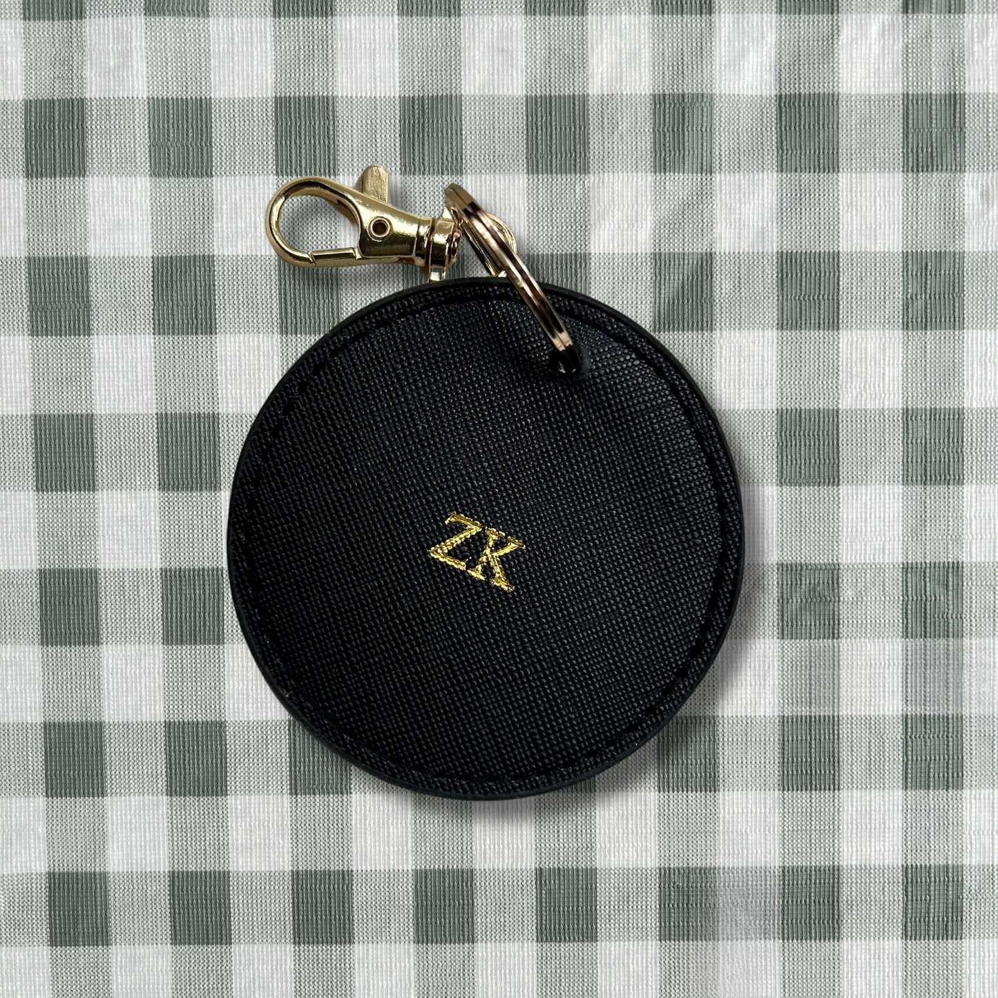 Personalised Vegan Leather Round Luggage Tag Keychain