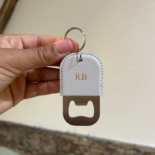 Bottle Opener Keychain - White/ Rose Gold - RB