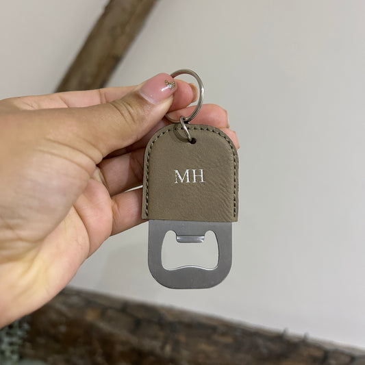 Bottle Opener Keychain - Light Brown/ Silver - MH