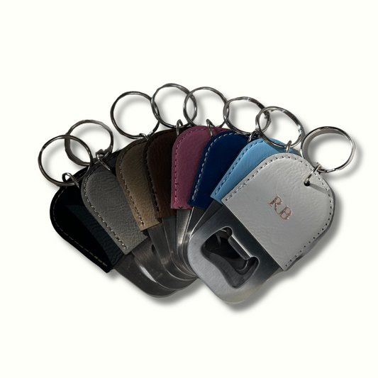 Personalised Vegan Leather Bottle Opener Keychain