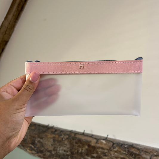 Clear Pencil Case - Pink/ Gold - FI