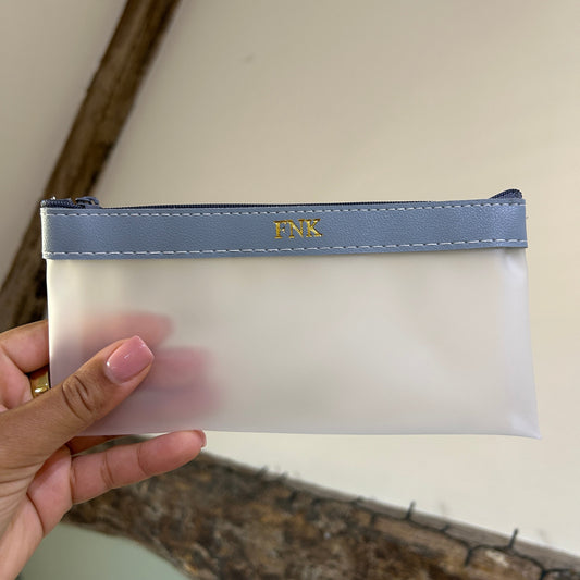 Clear Pencil Case - Blue/ Gold - FNK