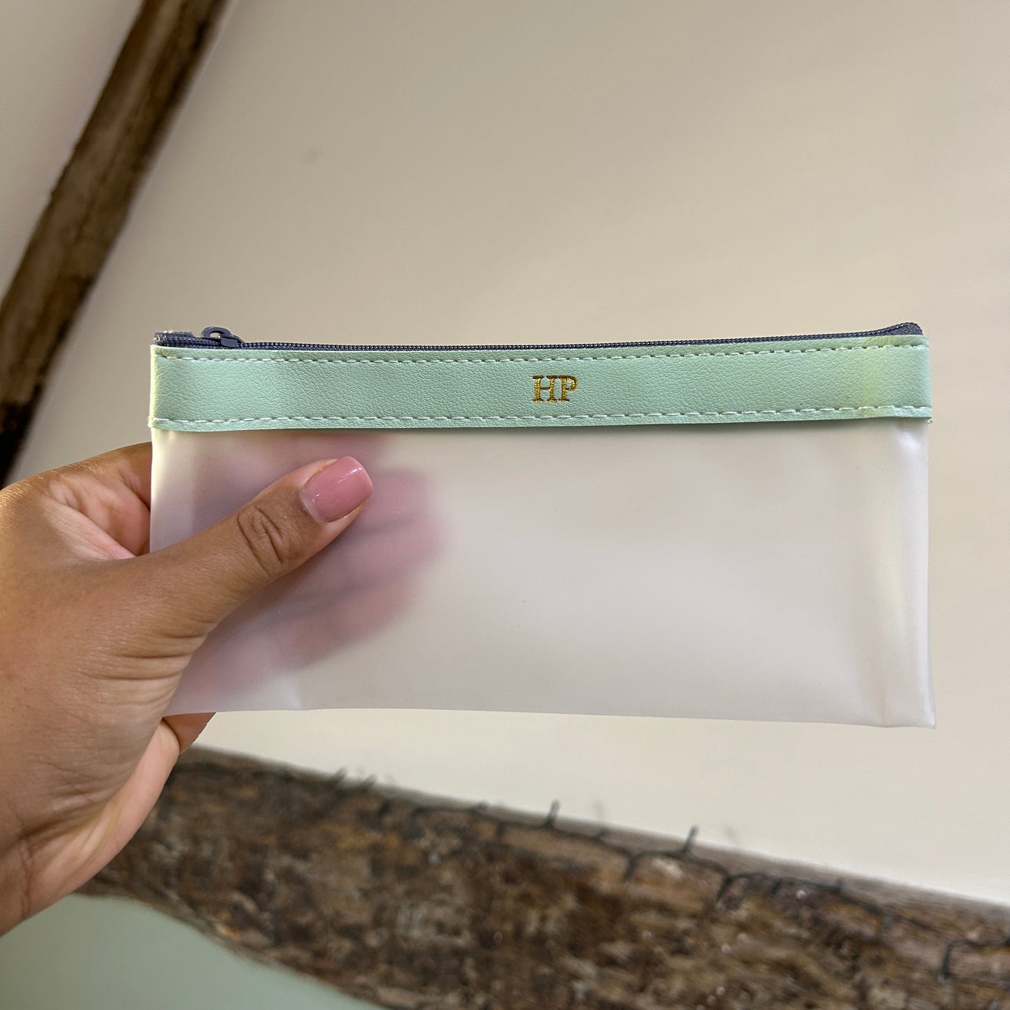 Clear Pencil Case - Green/ Gold - HP