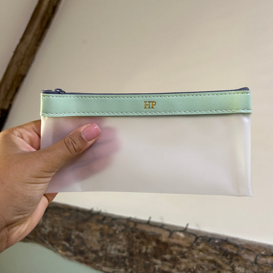Clear Pencil Case - Green/ Gold - HP