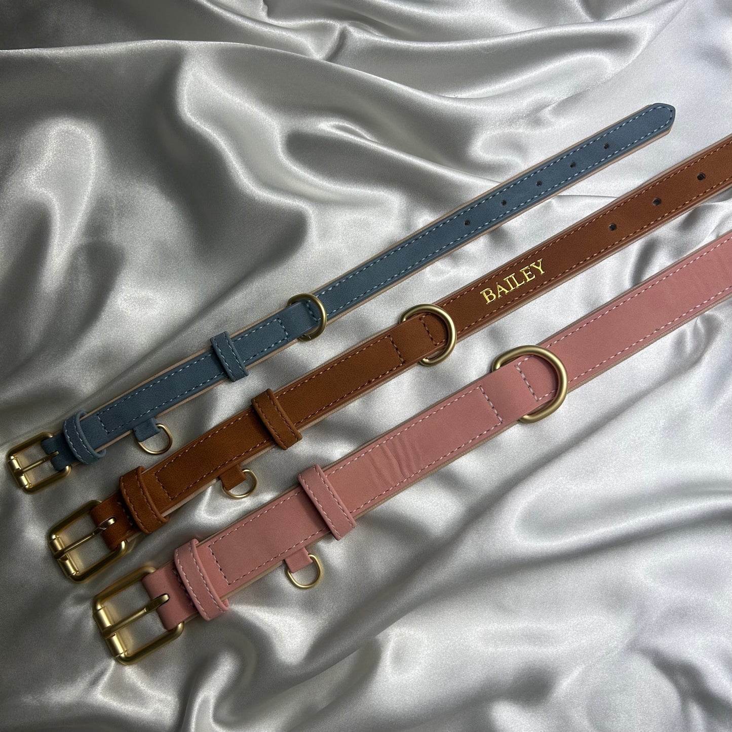 Personalised Vegan Suede Leather Dog Collar & Lead Set