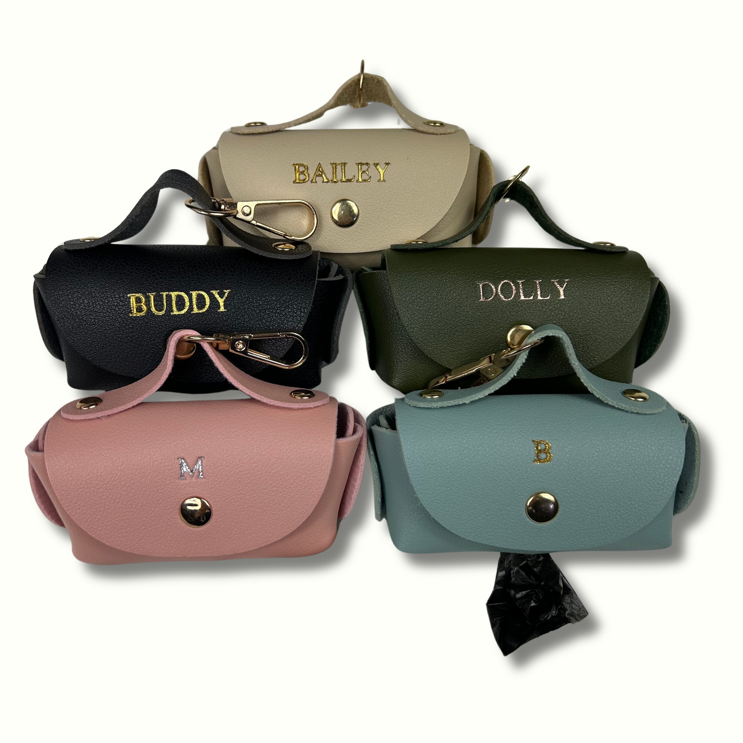 Personalised Vegan Leather Dog Poo Bag Holder