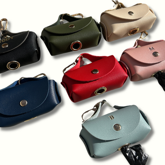 Personalised Vegan Leather Dog Poo Bag Holder