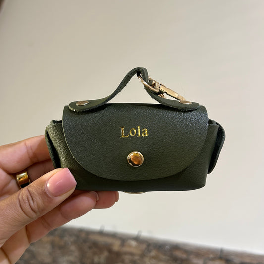 Dog Poo Bag Holder - Khaki/ Gold - Lola