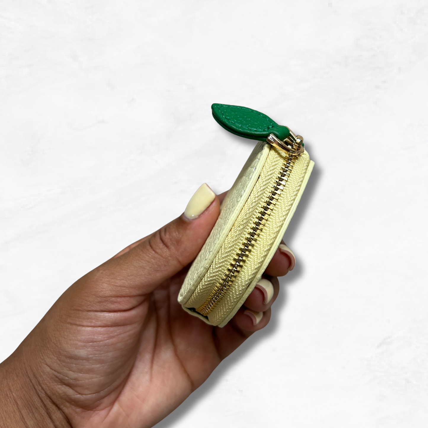Personalised Leather Lemon Bag Charm with Zip