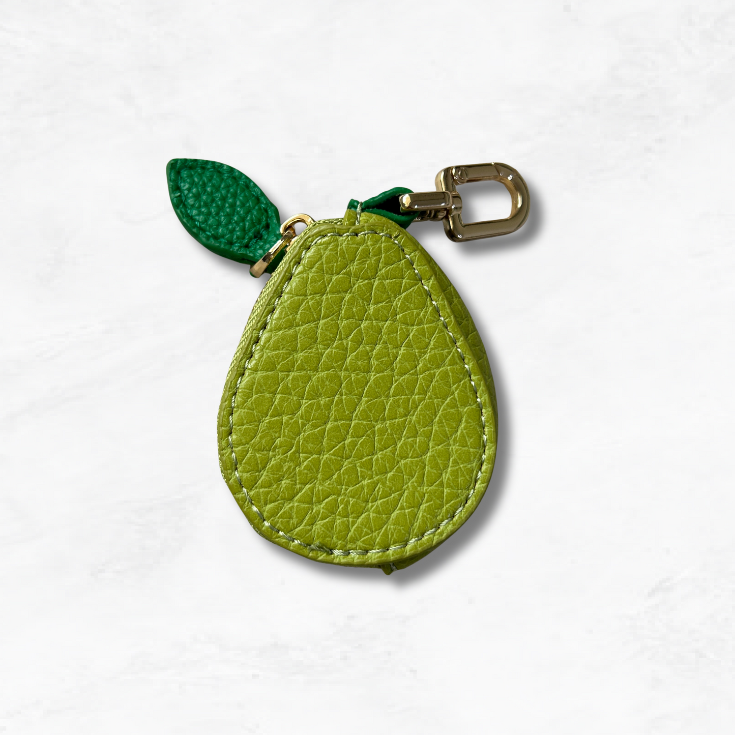 Personalised Leather Pear Bag Charm with Zip