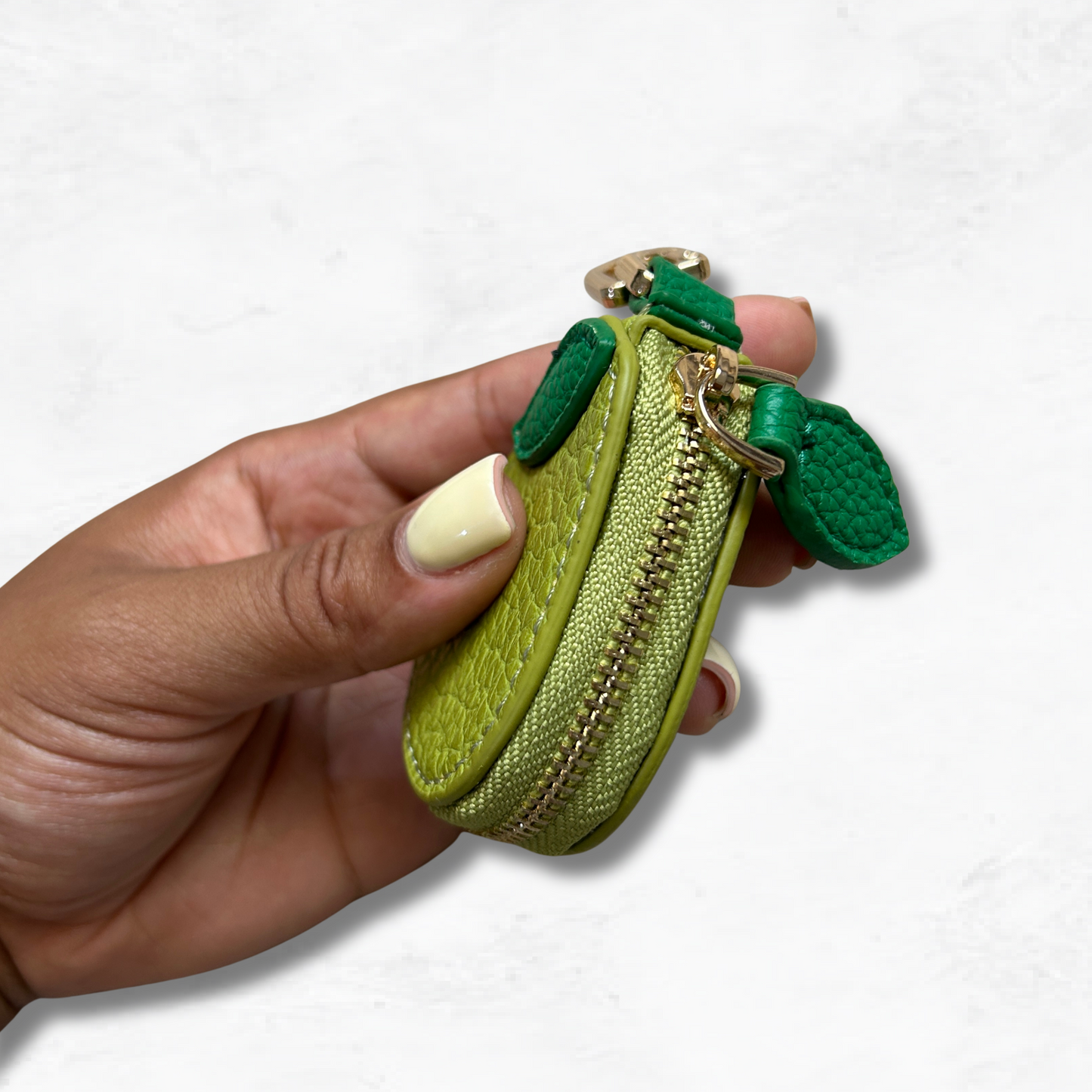 Personalised Leather Pear Bag Charm with Zip