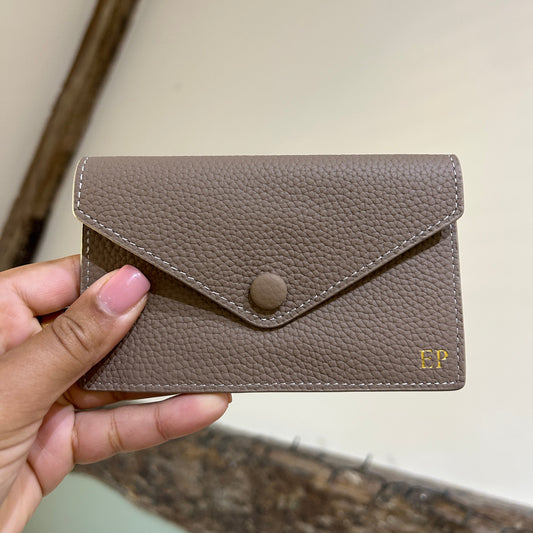 Leather Cardholder Purse -  Brown/ Gold - EP