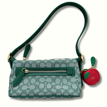Personalised Leather Apple Bag Charm with Zip