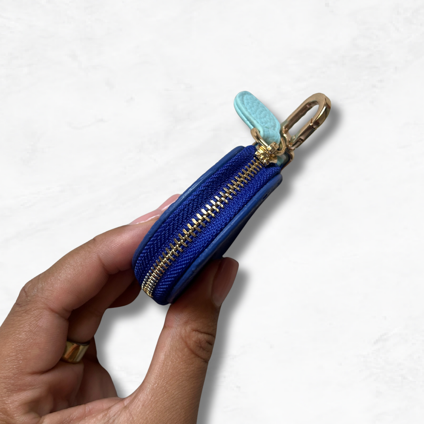 Personalised Leather Blueberry Bag Charm with Zip