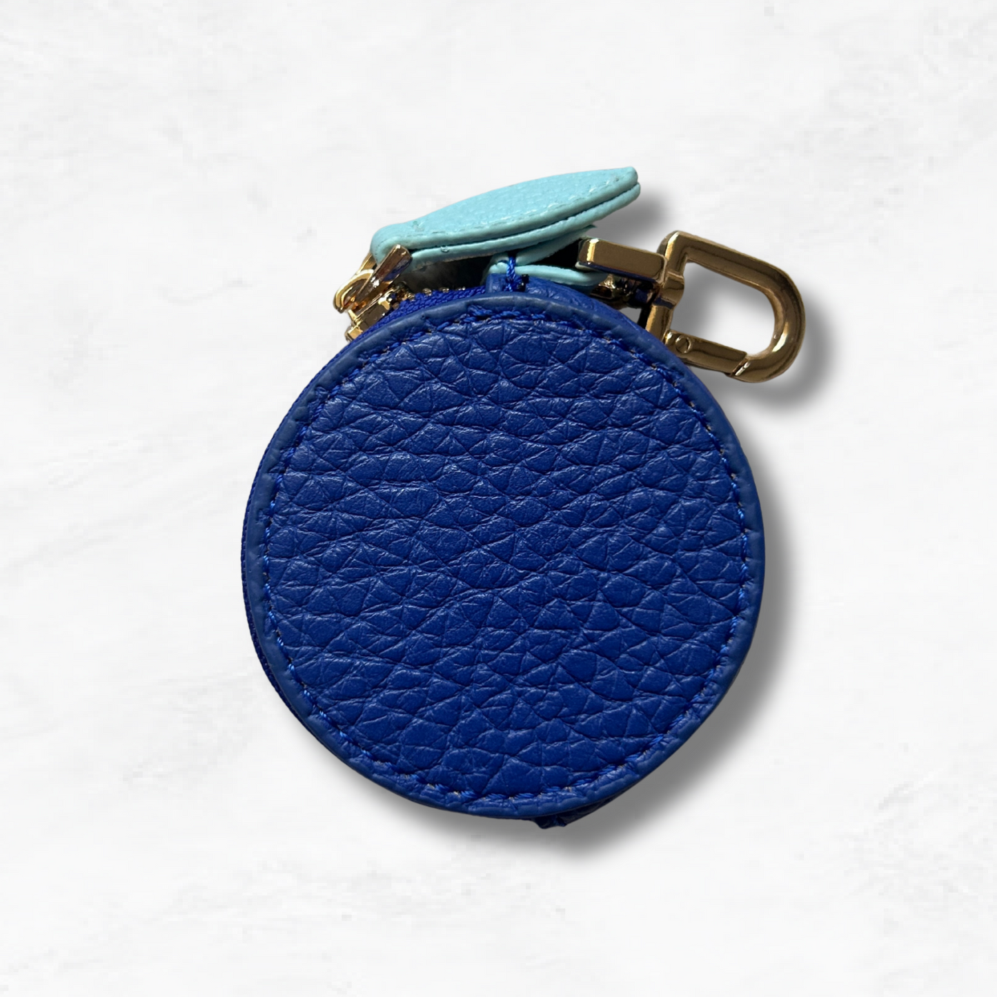 Personalised Leather Blueberry Bag Charm with Zip