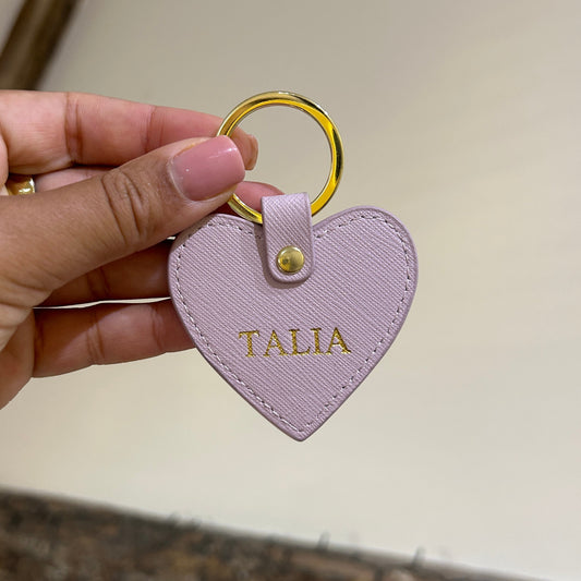 Leather Heart Keychain - Pink 1/ Gold - TALIA