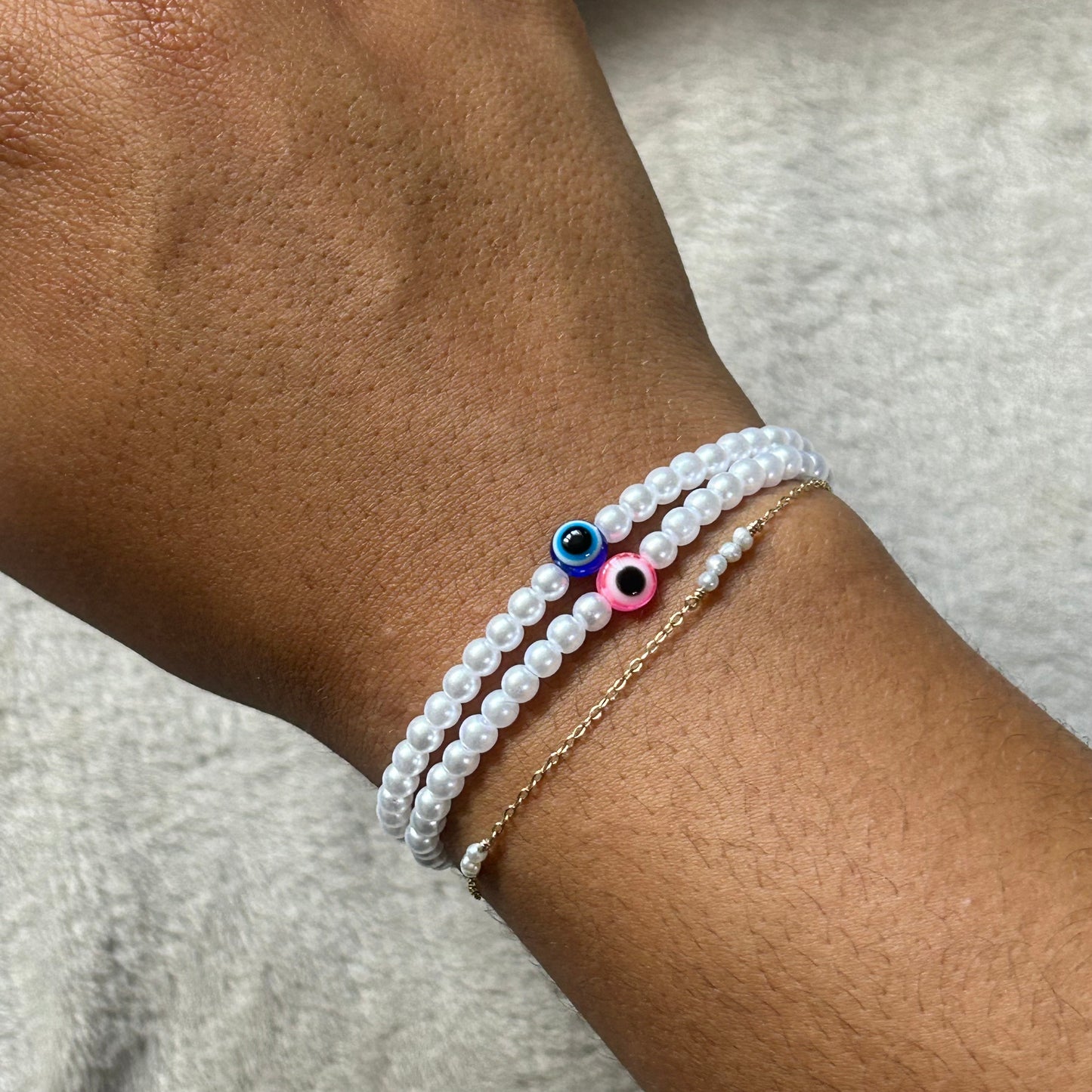 Evil Eye Pearl Beaded Bracelet