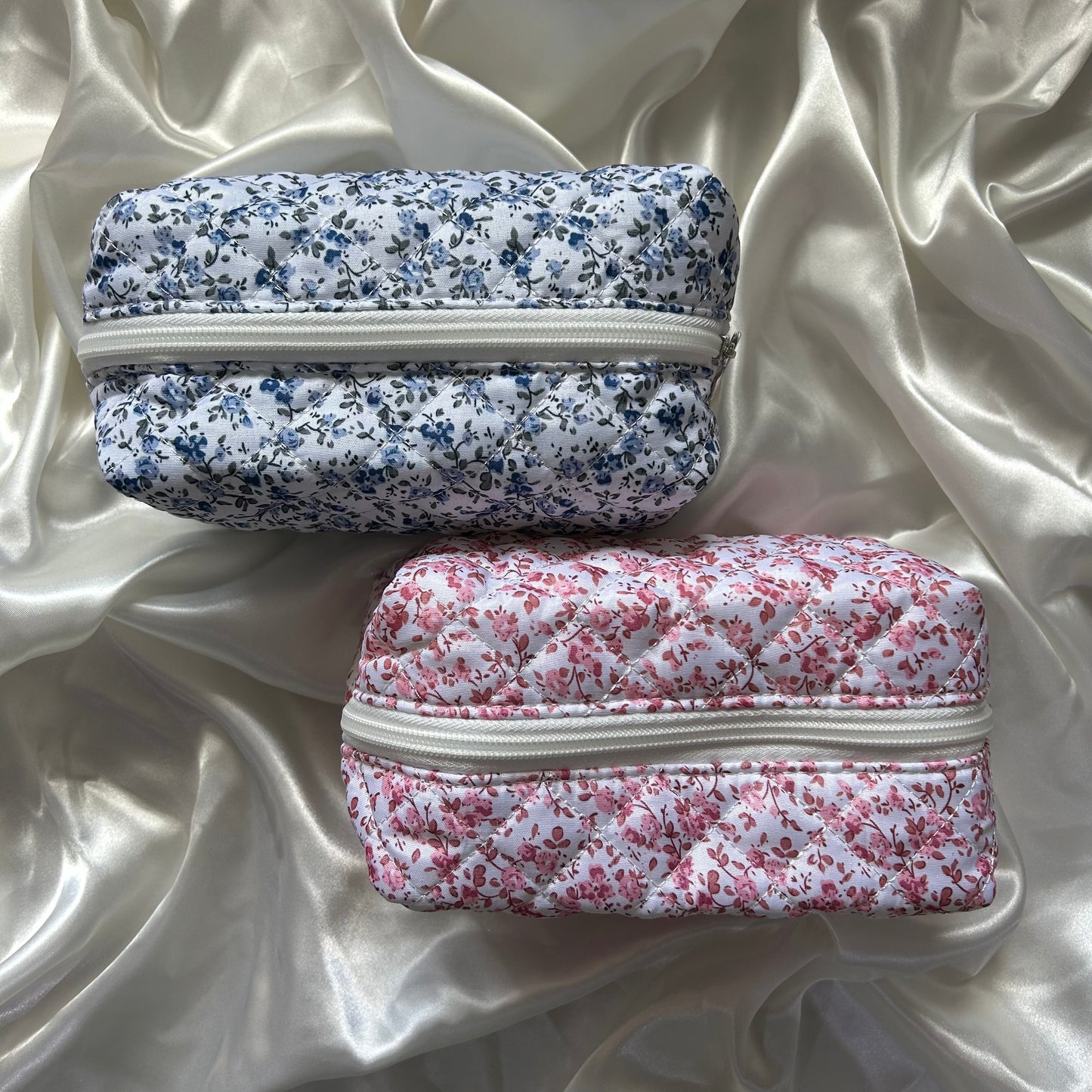 Floral Quilted Makeup Bag