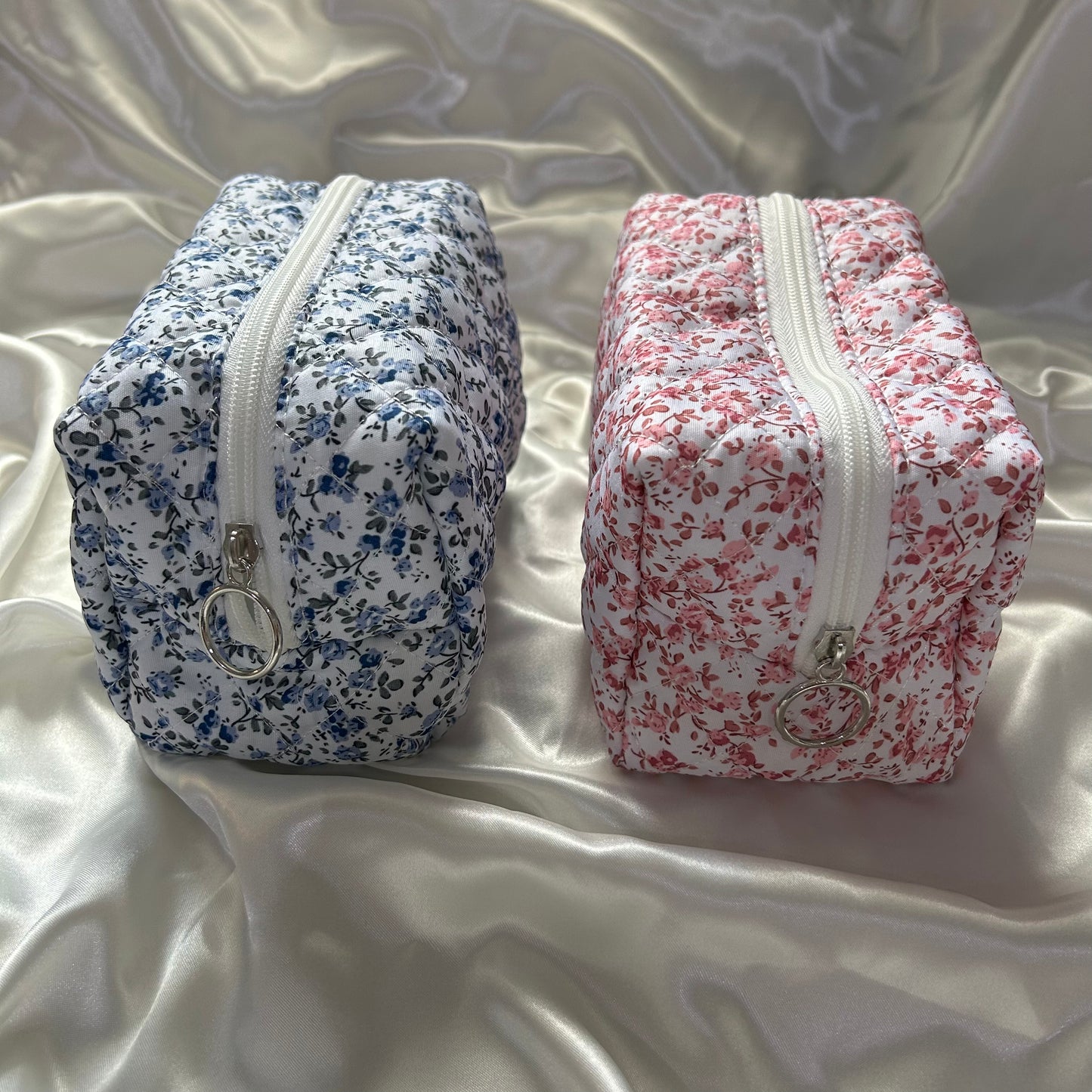 Floral Quilted Makeup Bag