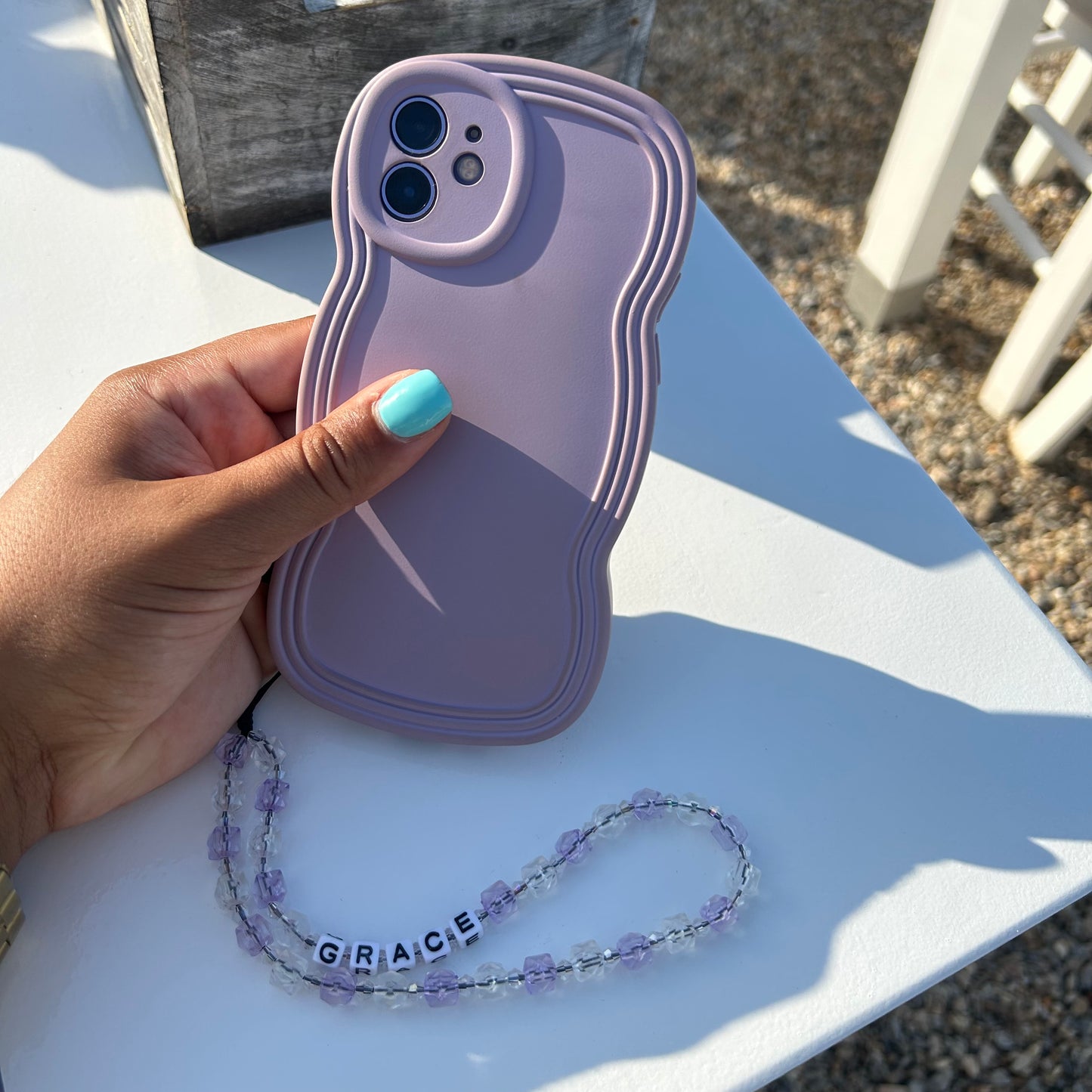 Purple & Clear Beaded Phone Charm