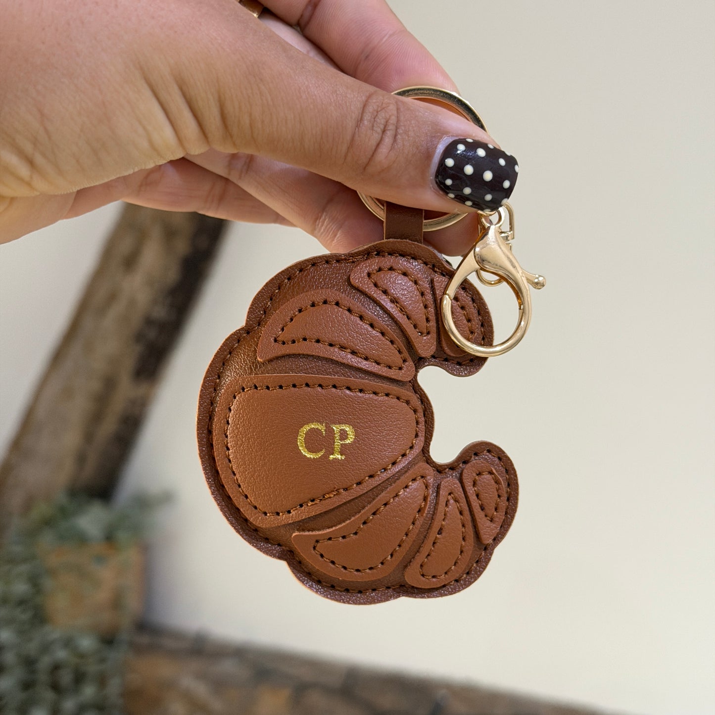 Personalised Croissant Keyring Bag Charm