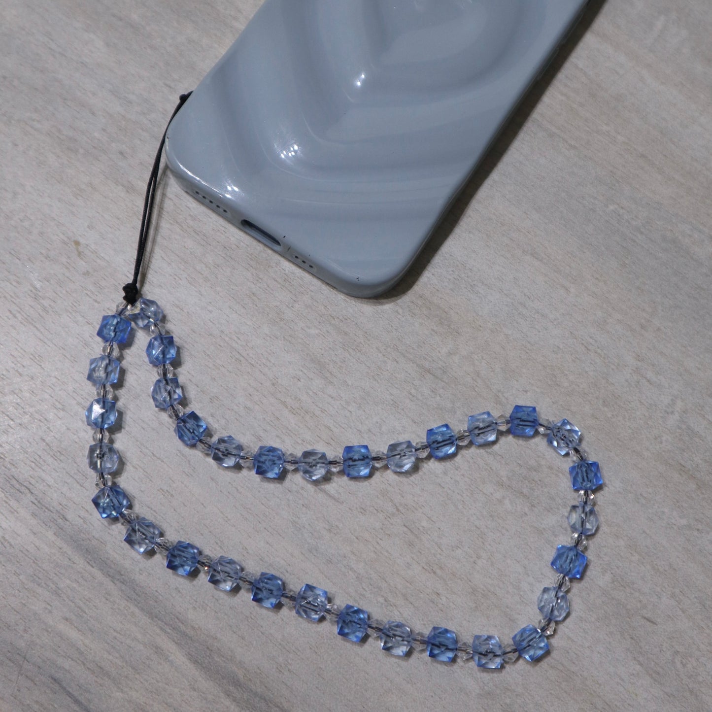 Light & Dark Blue Beaded Phone Charm