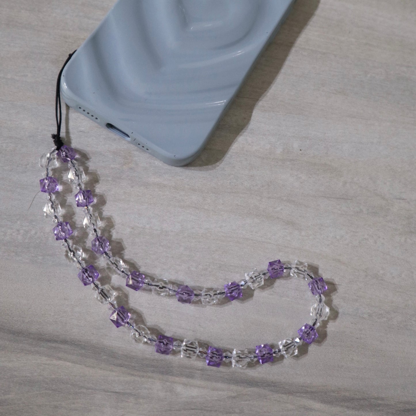 Purple & Clear Beaded Phone Charm