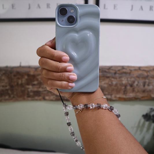 Black & Clear Beaded Phone Charm