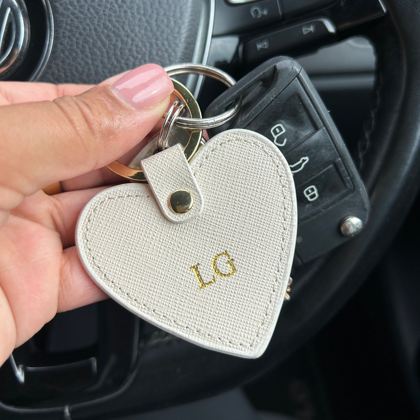 Personalised Leather Heart Keychain