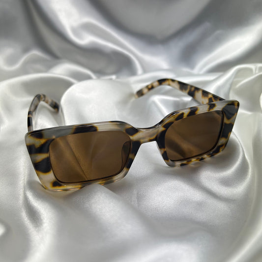 Retro Rectangle Sunglasses - Tortoiseshell