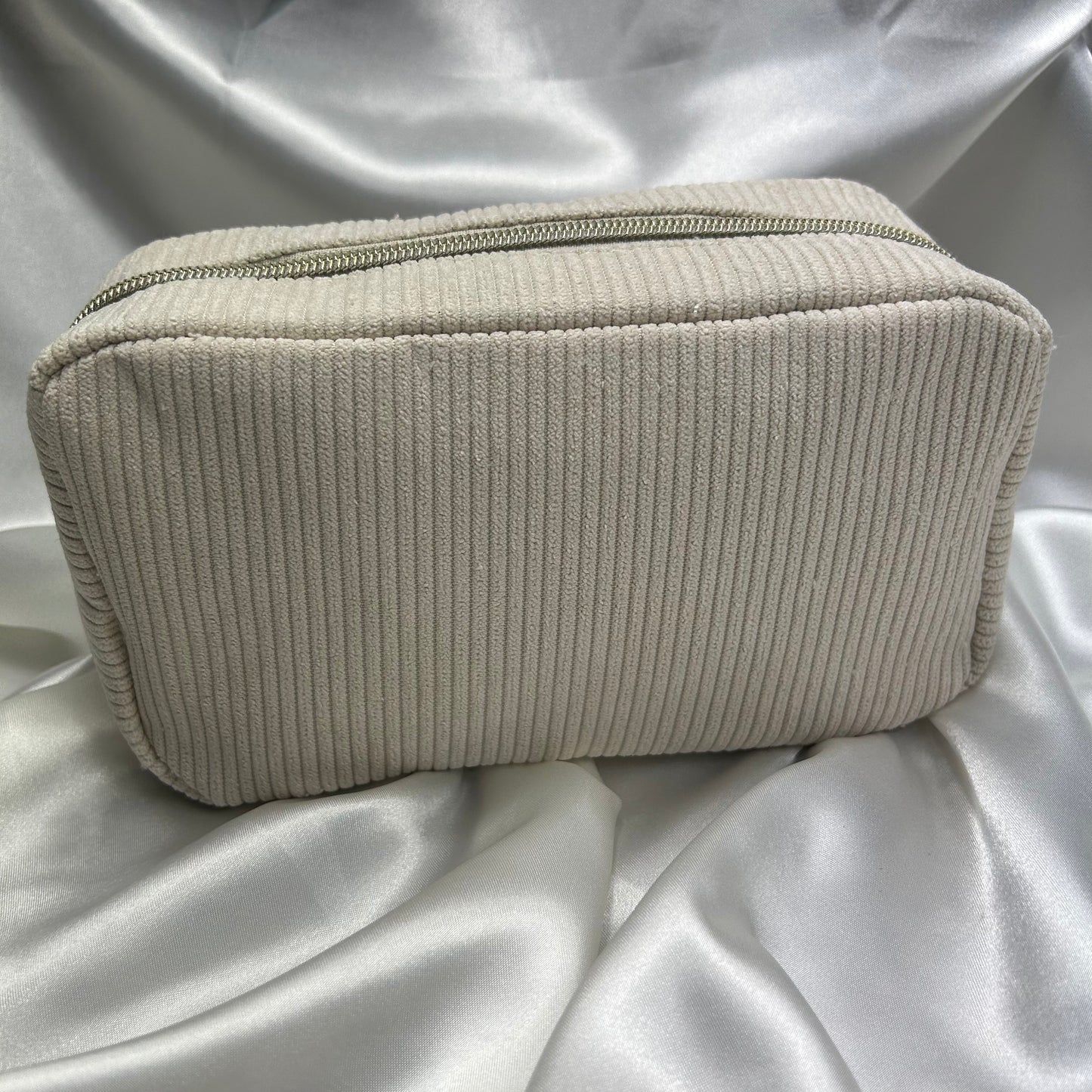 Beige Corduroy Makeup Bag