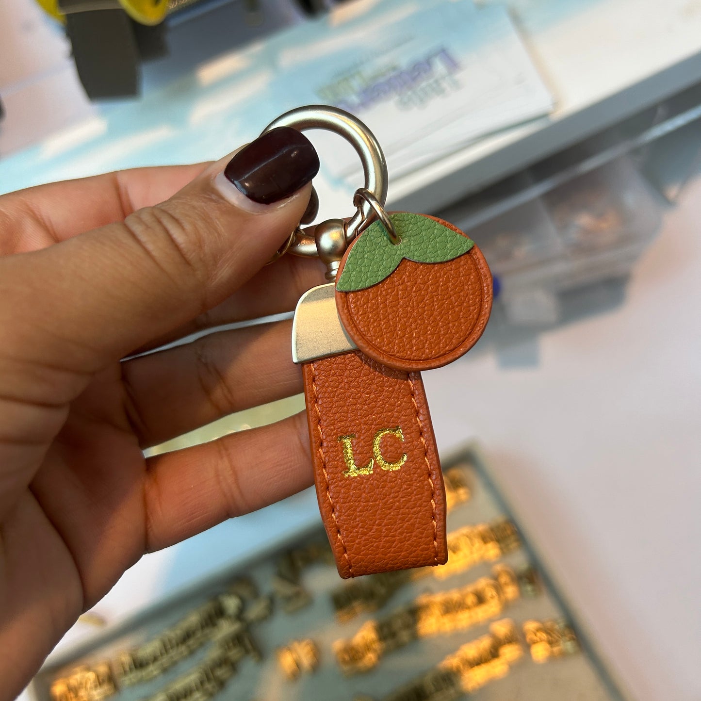 Personalised Orange Charm Keyring