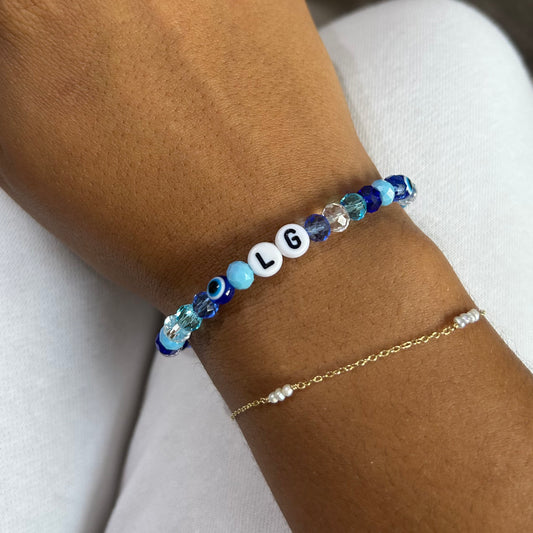 Blue Evil Eye Beaded Bracelet