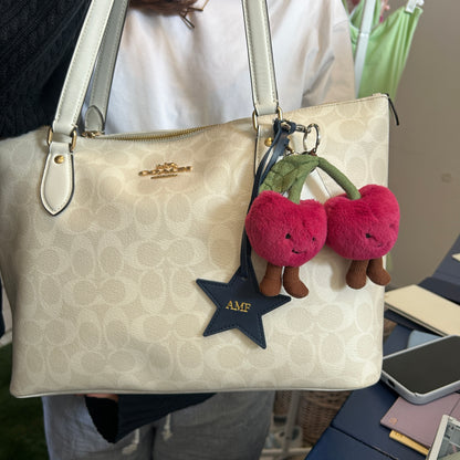 Personalised Vegan Leather Star Bag Charm