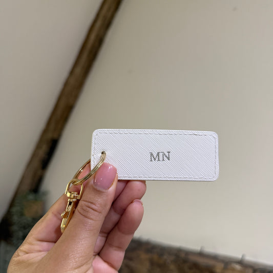 Keyring Tag - White/ Silver - MN