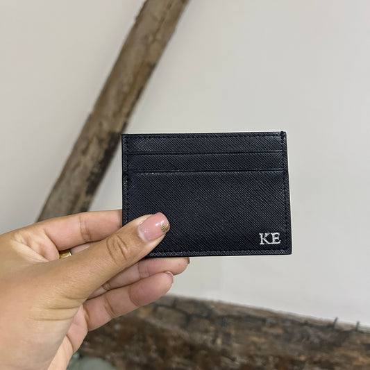 Leather Cardholder - Black/ Silver - KE