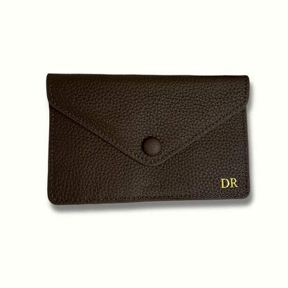 Personalised Leather Card Holder Purse with Envelope Flap