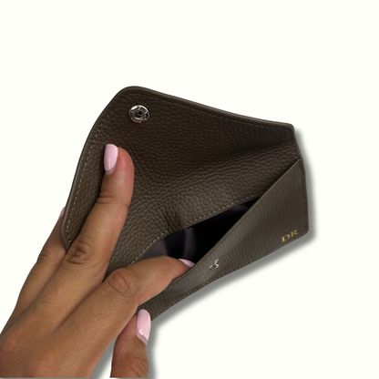 Personalised Leather Card Holder Purse with Envelope Flap