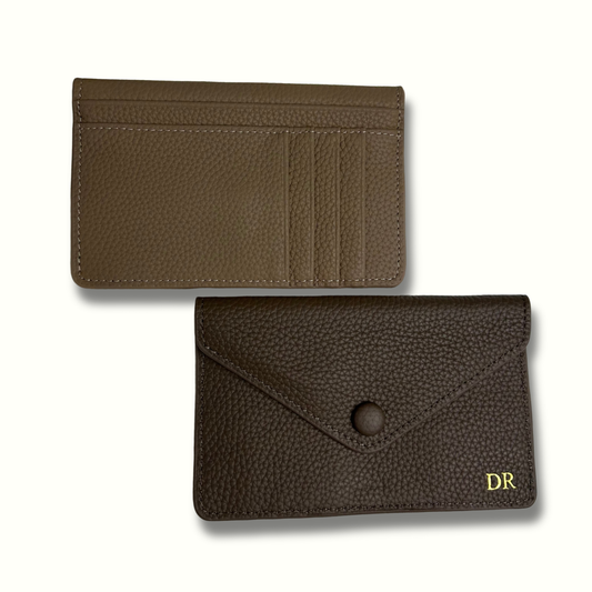 Personalised Leather Card Holder Purse with Envelope Flap