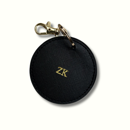 Personalised Vegan Leather Round Luggage Tag Keychain