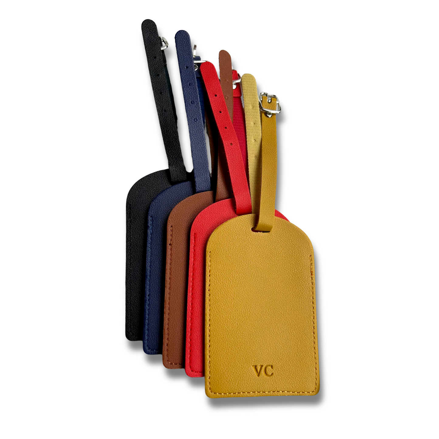 Personalised Vegan Leather Rounded Luggage Tag